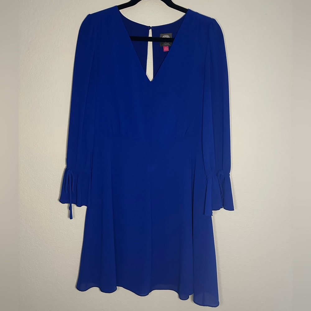 Vince Camuto Royal Blue V-Neck Long Sleeve Dress